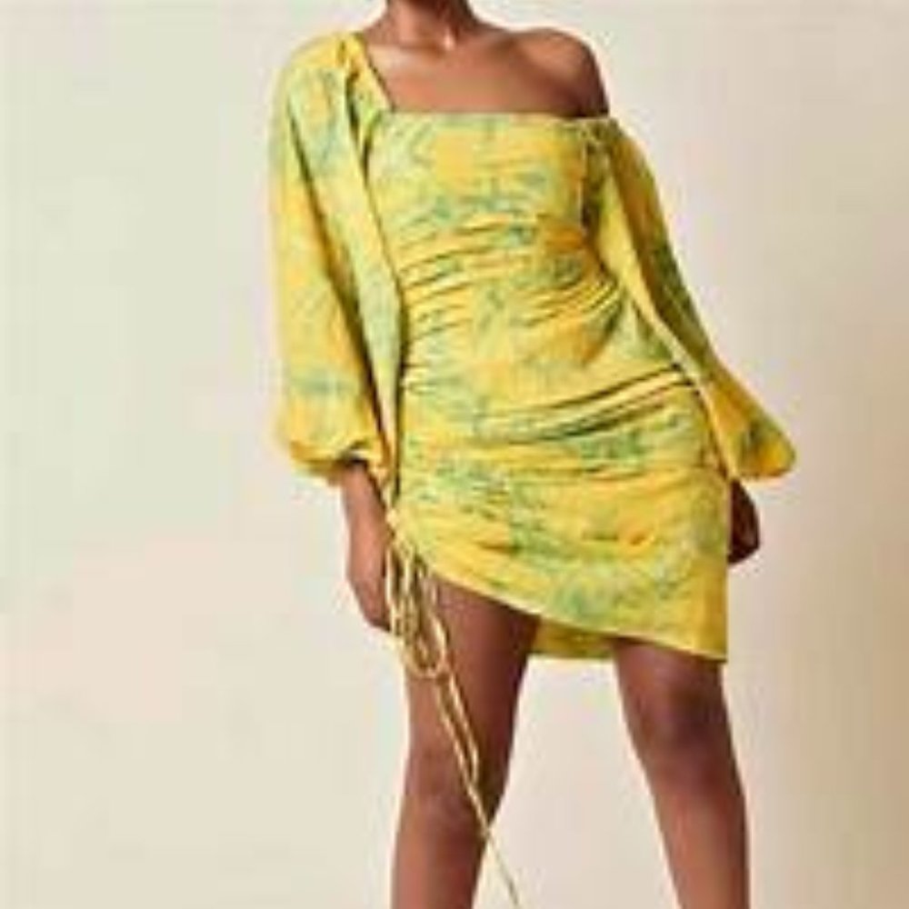 Grass-Fields Binti Dress Ruched Puff Sleeve - Size XS